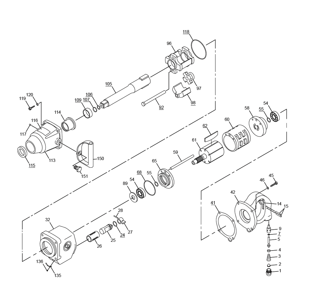 Figure 0 Diagram and Parts List for CP7640-6  Chicago Pneumatic Wrench